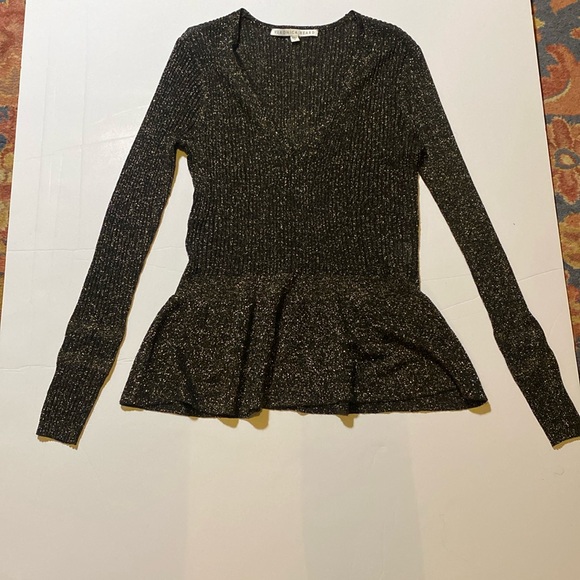 VERONICA BEARD 
Esmeralda Gold‎ Metallic Ribbed-Knit Peplum - Picture 1 of 3